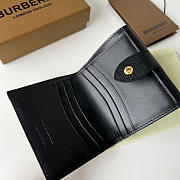 Kitlife Burberry Luna Black Grained Leather House Check Canvas Coin Pouch Snap Wallet 11x9x2.5cm - 6