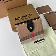 Kitlife Burberry Luna Black Grained Leather House Check Canvas Coin Pouch Snap Wallet 11x9x2.5cm - 4