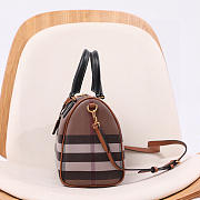 Kitlife Burberry Check Bowling Bag Dark Birch Brown 30x15x21cm  - 3