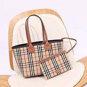 Kitlife Burberry London Check Cotton Tote Bag Briar Wood 35x11x27cm - 1