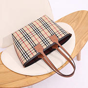 Kitlife Burberry London Check Cotton Tote Bag Briar Wood 35x11x27cm - 3