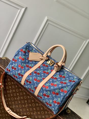 Kitlife Louis Vuitton x TM Keepall Bandoulière 45 Bag Monogram Cherry Denim M13875 27x20x45cm 