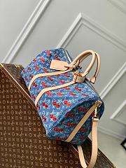 Kitlife Louis Vuitton x TM Keepall Bandoulière 45 Bag Monogram Cherry Denim M13875 27x20x45cm  - 6