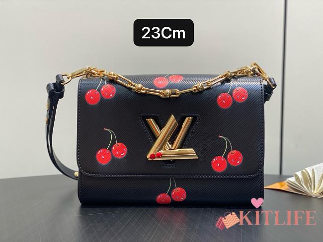 Kitlife Louis Vuitton x TM Twist MM Bag Black Cherry M14094 23x16x8cm - 1