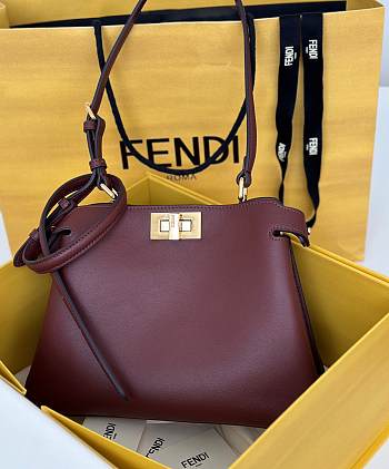 Kitlife Fendi Peekaboo Soft Small Bag Burgundy 29x12x19cm