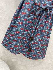 Kitlife Louis Vuitton 25 Cherry Print Belt Dress Blue Denim - 2