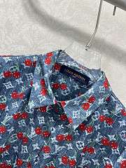 Kitlife Louis Vuitton 25 Cherry Print Belt Dress Blue Denim - 4
