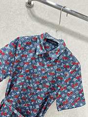 Kitlife Louis Vuitton 25 Cherry Print Belt Dress Blue Denim - 5