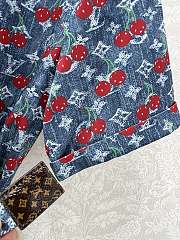 Kitlife Louis Vuitton 25 Cherry Print Belt Dress Blue Denim - 6