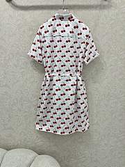 Kitlife Louis Vuitton 25 Cherry Print Belt Dress White - 2