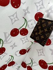 Kitlife Louis Vuitton 25 Cherry Print Belt Dress White - 3