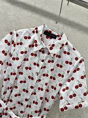 Kitlife Louis Vuitton 25 Cherry Print Belt Dress White - 6