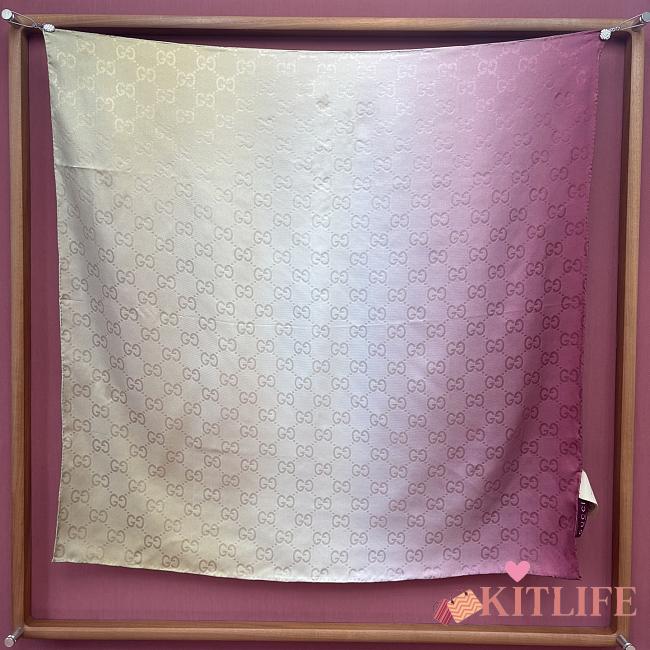 Kitlife Gucci GG Jacquard Gradient Scarf Red & Beige 90x90cm - 1