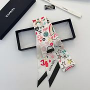 Kitlife Chanel Silk Scarf Multicolor White 120x6cm - 6