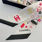 Kitlife Chanel Silk Scarf Multicolor White 120x6cm - 5