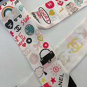 Kitlife Chanel Silk Scarf Multicolor White 120x6cm - 4