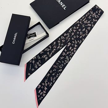 Kitlife Chanel Silk Scarf Star Black 120x6cm