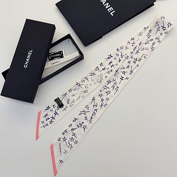 Kitlife Chanel Silk Scarf Star White 120x6cm