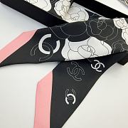 Kitlife Chanel Silk Scarf Camellia Black 120x6cm - 2