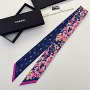 Kitlife Chanel Silk Scarf Flower Blue 120x6cm - 1
