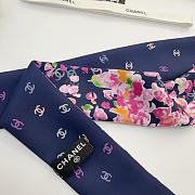 Kitlife Chanel Silk Scarf Flower Blue 120x6cm - 6