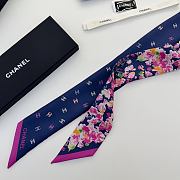 Kitlife Chanel Silk Scarf Flower Blue 120x6cm - 4