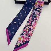 Kitlife Chanel Silk Scarf Flower Blue 120x6cm - 3