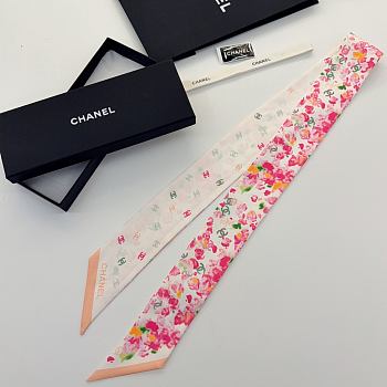 Kitlife Chanel Silk Scarf Flower White 120x6cm