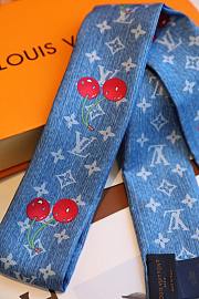 Kitlife Louis Vuitton x TM Denim Cerise Silk Scarf Blue 5x120cm  - 6