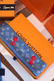 Kitlife Louis Vuitton x TM Denim Cerise Silk Scarf Blue 5x120cm  - 4