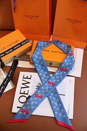 Kitlife Louis Vuitton x TM Denim Cerise Silk Scarf Blue 5x120cm  - 3