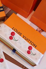 Kitlife Louis Vuitton x TM Denim Cerise Silk Scarf White 5x120cm - 6