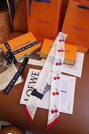 Kitlife Louis Vuitton x TM Denim Cerise Silk Scarf White 5x120cm - 4