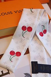 Kitlife Louis Vuitton x TM Denim Cerise Silk Scarf White 5x120cm - 3