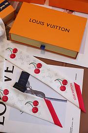 Kitlife Louis Vuitton x TM Denim Cerise Silk Scarf White 5x120cm - 2
