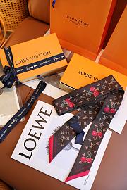 Kitlife Louis Vuitton x TM Denim Cerise Silk Scarf Brown 5x120cm - 2