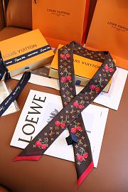Kitlife Louis Vuitton x TM Denim Cerise Silk Scarf Brown 5x120cm - 3