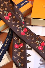 Kitlife Louis Vuitton x TM Denim Cerise Silk Scarf Brown 5x120cm - 4