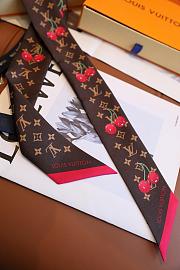 Kitlife Louis Vuitton x TM Denim Cerise Silk Scarf Brown 5x120cm - 6