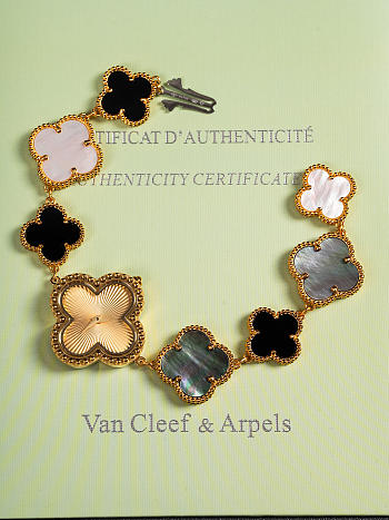 Kitlife Van Cleef & Arpels Lucky Four-leaf Chain Watch Gold, Black, Grey & Pink Size 27mm 