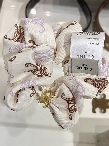 Kitlife Celine Triomphe Hair Scrunchies White & Beige