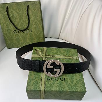 Kitlife Gucci GG Supreme Belt Black Silver Buckle 4cm