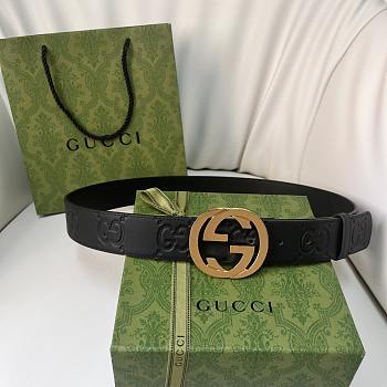 Kitlife Gucci GG Supreme Belt Black Gold Buckle 4cm