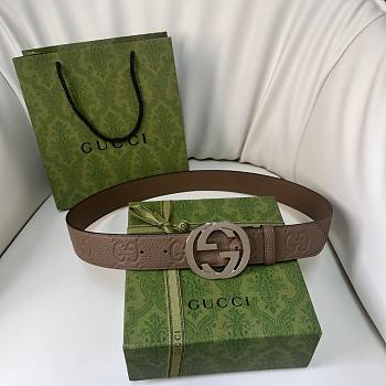 Kitlife Gucci GG Supreme Belt Beige Silver Buckle 4cm