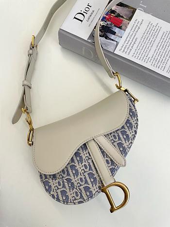 Kitlife Dior Saddle Bag Light Blue Oblique Jacquard 19.5x6x15cm