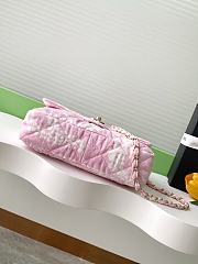 Kitlife Chanel Flap Bag Printed Denim & Gold-Tone Metal White & Pink 15x24x6.5cm - 6