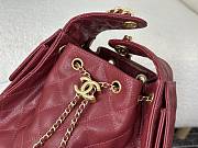 Kitlife Chanel 25C Drawstring Bucket Hobo Bag Burgundy Grained Leather 30×26×14cm - 4