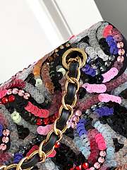Kitlife Chanel Sequined Flap Bag Black Multicolor 15.5x25.5x6.5cm - 4