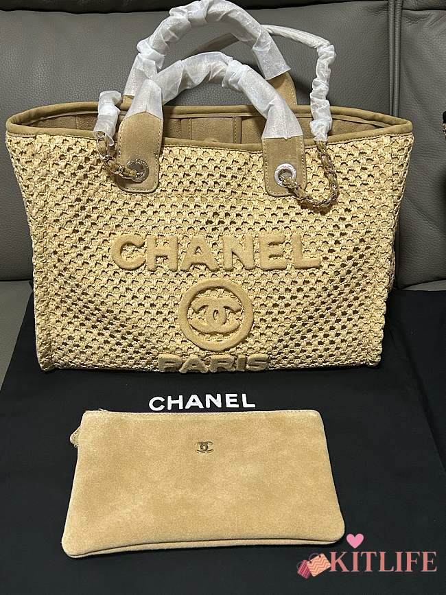 Kitlife Chanel 25 Coco Beach Bag Beige 34cm - 1