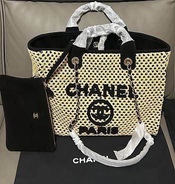 Kitlife Chanel 25 Coco Beach Bag Beige & Black 34cm